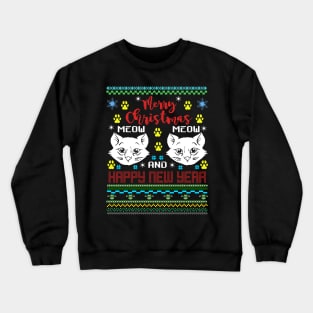 Merry Christmas Ugly Meow  Cat Crewneck Sweatshirt